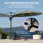 Aluminium Fribärande Parasoll LED Solar, Höjdjusterbart med UV50+, Mörkgrå, Ø300 cm