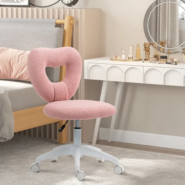 Kontorsstol med Hjärtformat Ryggstöd Rosa