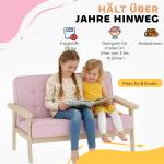 Barnfåtölj Sammet Rosa Trä och Tyg för Barnrum Mjuk Barnsoffa med Stoppning och Armstöd Bekväm Design och Fin Inredning 3–15 År