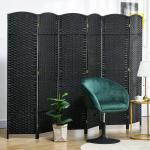 6-panels Rumsavdelare, Vikbar Sekretessskärm, för Vardagsrum, Sovrum och Hemmakontor, Svart