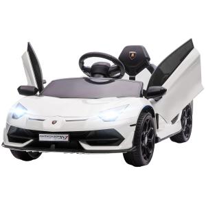 Licensierad Lamborghini Aventador Barnelbil, Gullwing-dörrar, Musik, Horn, för 3–5 År, Vit