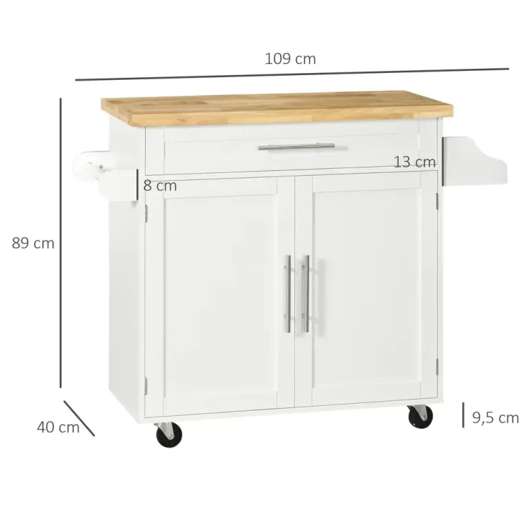 Serveringsvagn Vit av Trä och MDF 109 x 40 x 89 cm