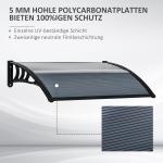 Skydd Ytterdörrstak Välvt Skärmtak Svart av Aluminium och Polykarbonat för Balkong Solskydd och Regnskydd 100 x 75 cm