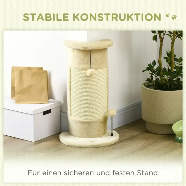 Kattskrapstolpe Klösträd Krämvit av Sisal 34 x 25,5 x 58 cm