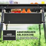 Campingbord Fällbord med Förvaringskorg Svart av Aluminium för Camping och Trädgård Höj- och Sänkbart Picknickbord