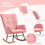 Gungstol Amningsstol med Armstöd Rosa av Teddy Sammetslook och Trä för Sovrum och Vardagsrum Relaxstol med Medar