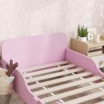 Barnsängstomme, Enkelsäng för Barn med Säkerhetsräcke, MDF, utan Madrass, Rosa