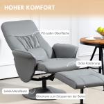 2-delat Fåtöljsset med Fotpall, Fällbar Fåtölj, Höj- och Sänkbar med Fällbart Ryggstöd, Ljusgrå