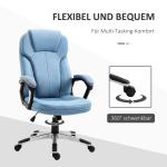 Ergonomisk Chefsstol Ljusblått Linne Höj- och Sänkbar Kontorsstol med Bekväm Vaddering Ljusblå 66 X 75 X 110-120 Cm