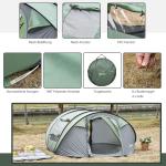 Stort Kupoltält för Camping, Rymligt Familjetält för 4-5 Personer med Myggnät, Vattentät Design för Utomhusäventyr, Mörkgrön/Grå, 2635 x 220 x 123 cm
