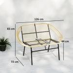 Trädgårdsbänk Parkbänk 2-Sits Khaki av Polyrotting för Balkong och Terrass Väderbeständig Bänk med Ryggstöd 126 x 72 x 83 cm