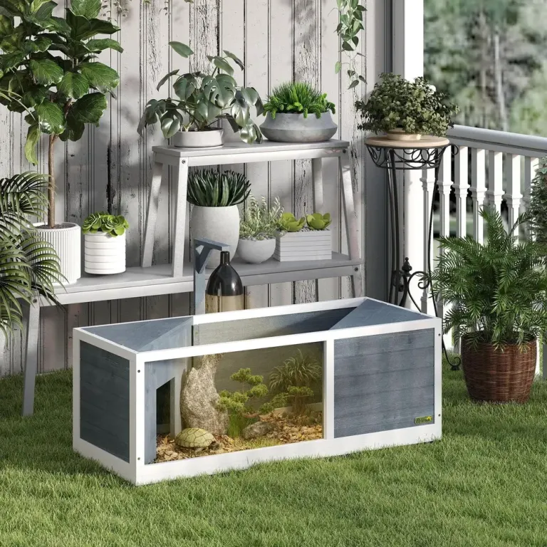 Sköldpaddshus Terrarium med Två Huvudhus 120 x 50 x 40 cm