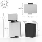 Pedalhink med Mjukstängning Silver Metall för Kök och Kontor Rymlig Soptunna med Urtagbar Innerhink Hygienisk Avfallshantering Modern Design 20 l