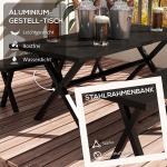 Öltältset Trädgårdsmöbler Svart av Trälook och Metall för Terrass och Balkong 3 Delar med Bord och 2 Bänkar 180 x 80 x 73 cm