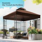 Reservtak till Paviljong med Dräneringshål och UPF30+ Skydd för Trädgård Hållbar och Vattenavvisande Mörkbrun Polyester 3 x 3 m