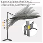 Parasoll Fribärande Paraply Grå av Aluminium och Polyester för Trädgård och Balkong Roterande med Paraplystativ och Vev 294 x 294 cm