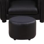 Barnfåtölj med Fotpall i Konstläder, Bekväm Minisoffa för Barn 3-7 År, Ergonomisk Sittplats med Träram för Barnrummet, Svart, 54 x 42 x 41 cm