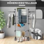 Klädställ med 5 Nivåer, Vikbart, One-Click System, Grå + Silver, 142 x 55 x 172 cm