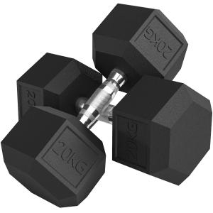 Gjutjärnshantlar med Räfflade Handtag för Hem, Gym och Styrketräning, 2x20 kg
