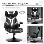 Ergonomisk Gamingstol i Konstläder, Bekväm Datorstol med Vippfunktion, Sportig Design för Spel och Arbete, Svart/Vit, 67 x 75 x 106-112 cm