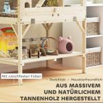 Hamsterbur 2 Våningar Naturfärgad Trä för Smådjur Stor Bur med Förvaringsfack och Tillbehör Robust Konstruktion 84 × 53 × 110 cm