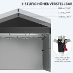 Hopfällbar Paviljong Partytält Svart av Stål och Tyg för Terrass Pop-Up Tält med UV-Skydd och Sidoväggar Sandsäck 2,97 x 2,97 m