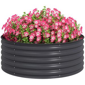 Odlingsbänk Högbädd Stapelbar Silver av Stål för Trädgård och Balkong Växtbädd för Blommor och Grönsaker 120 x 120 x 43 cm