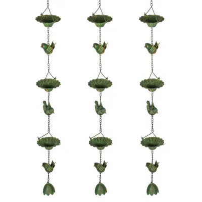 Regnkedja Avloppskedja Set 3 Svart av Metall 123 cm
