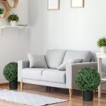 Konstgjorda Växter Buxbom Grön av Plast för Vardagsrum och Trädgård Set med 2 UV-Beständiga Växter i Blomkruka 52 cm