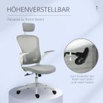 Ergonomisk Kontorsstol med Nackstöd, Bekväm Skrivbordsstol med Vippfunktion, Höj- och Sänkbar Arbetsstol, Grå, 65 x 64 x 114-122 cm
