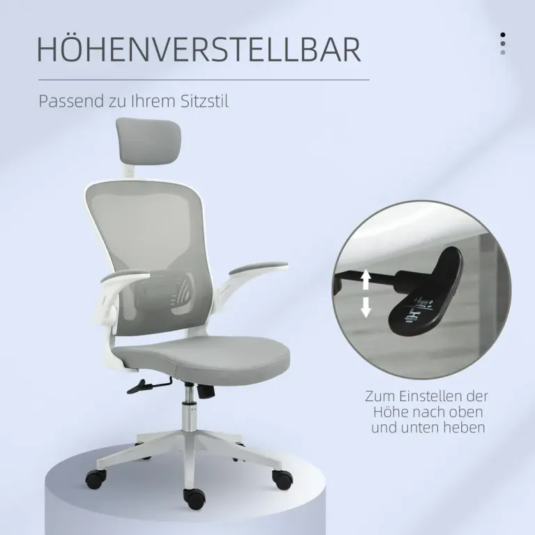 Ergonomisk Kontorsstol med Nackstöd 65 x 64 x 114-122 cm