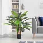Konstgjord Palm, Realistiska Grenar, Dekorativ Växt, Plast och Kruka, Brun + Grön, 1 m