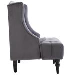 Öronlappsfåtölj Sammet med Knappar Elegant Relaxstol med Träben för Vardagsrum Bekväm Klassisk Design Grå 67 X 70,5 X 97 Cm