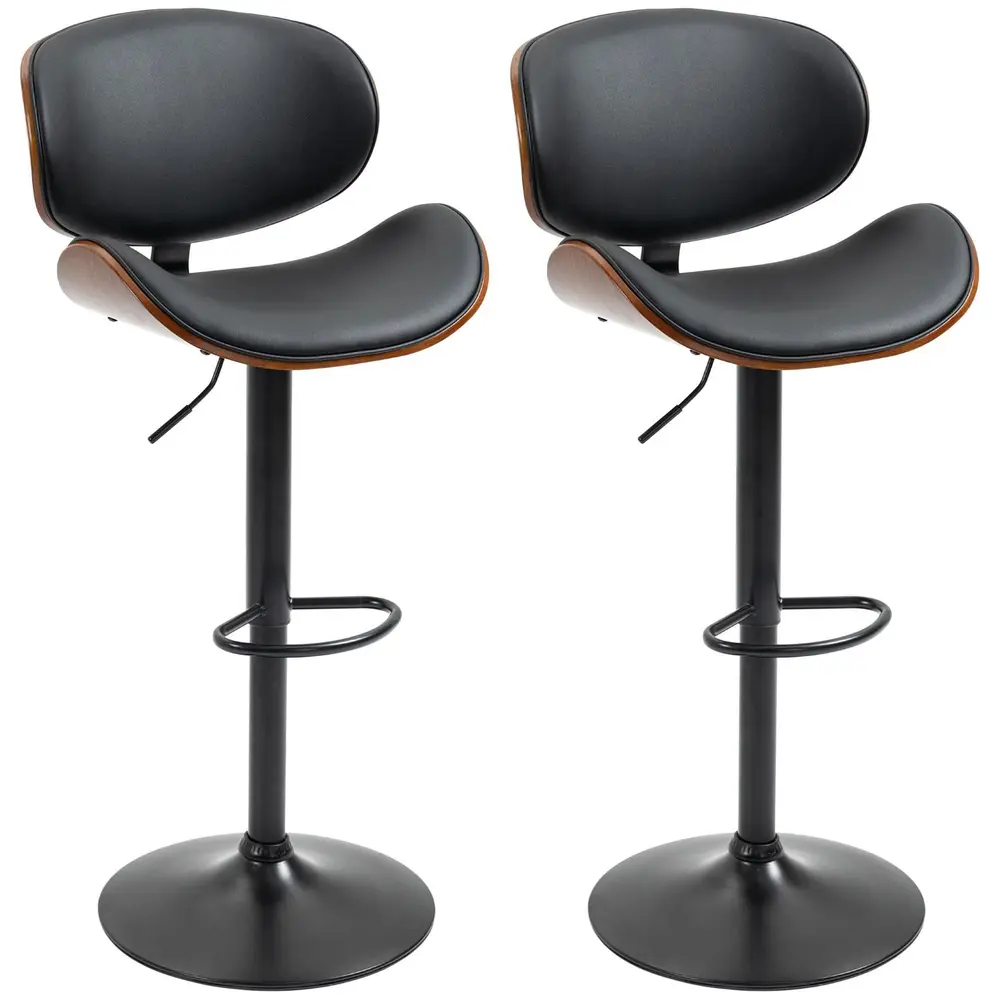 Barstolar Köksstolar Set Om 2 Svart 53 x 52 x 92-112 Cm