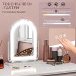 Sminkspegel Bordsspegel med LED Belysning Vit av Metall och Glas för Sovrum 360° Vridbar Spegel med Touchkontroll 33 x 44,5 cm