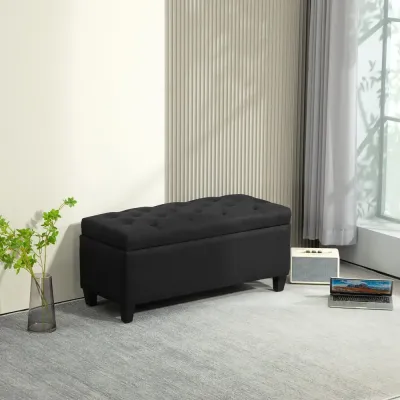 Sittbänk med Förvaring & Knapphäftning Svart
