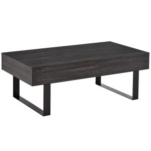 Soffbord med Låda och Hylla, Modernt Sidobord med Stålram, Praktisk Förvaring för Vardagsrummet, Trä/Svart