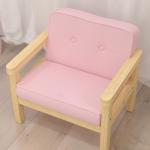 Barnfåtölj i Manchesterlook med Träram, Vadderad för Barn 3-8 År, Rosa