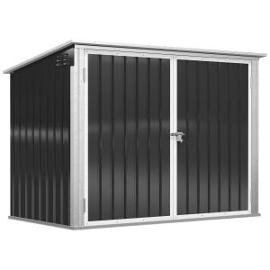 Låsbar Förvaringsbox för 2 Soptunnor, Stål, Svart, 178,5 x 104,5 x 128,5 cm