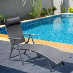 Solstol med Mjuk Dyna Hopfällbar Relaxstol för Trädgård och Camping Stålram Slitstarkt Tyg Ergonomisk Grå 137 X 63,5 X 100,5 Cm