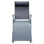 Solstol med Mjuk Dyna Hopfällbar Relaxstol för Trädgård och Camping Stålram Slitstarkt Tyg Ergonomisk Grå 137 X 63,5 X 100,5 Cm