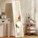 Helkroppsspegel med Belysning Vit Glas för Sovrum Golvspegel med 24 LED-lampor och 3 Ljuslägen 150x40 cm