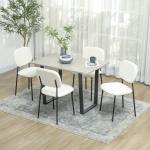 Set med 4 Matstolar med Mjuk Tygklädsel, Stålben och Armlös Design, Vit