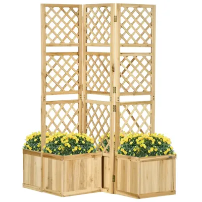 Vikbar Trädgårdsskärm med 4 Blomlådor 133 x 165 cm