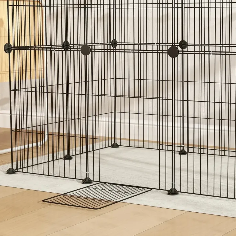 Utomhusinhägnad Smådjursbur med Dörr Svart 120 x 60 x 80 cm