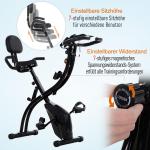 Motionscykel 2 i 1 Cykeltränare Hemmatränare Hopfällbar 8 Nivåer Justerbart Magnetiskt Motstånd med 1 Par Spännlina