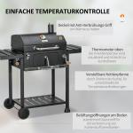 Kolgrill Campinggrill Svart av Rostfritt Stål för Utomhusbruk Grillvagn med Två Grillgaller och Vikbara Sidohyllor Praktisk