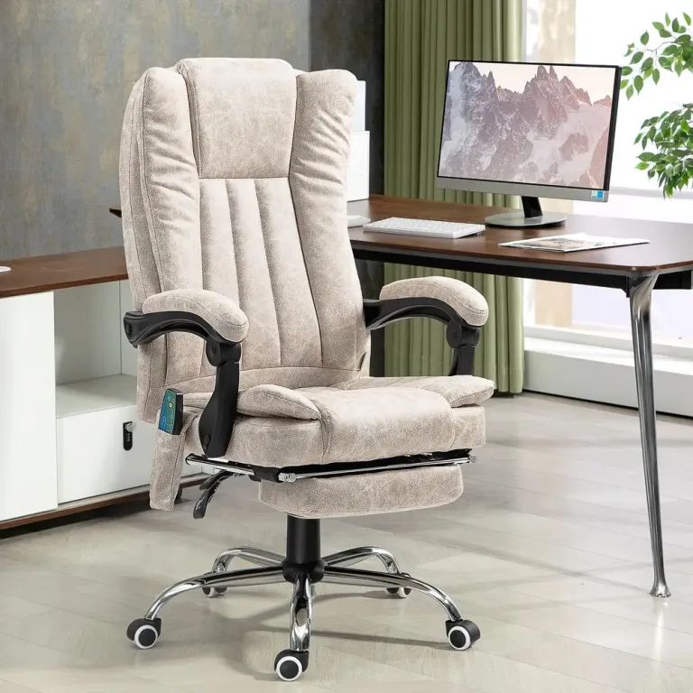 Kontorsstol Ergonomisk Krämvit av Tyg