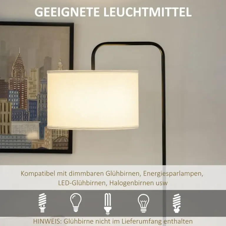 Golvlampa Svart av Metall Lampa 64 x 38 x 163,5 cm, Vit