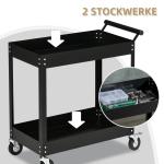 Verkstadsvagn Verktygsvagn med 2 Nivåer Svart av Stål för Garage och Verkstad Transportvagn med Hjul 150 kg 84,5 x 38 x 84 cm